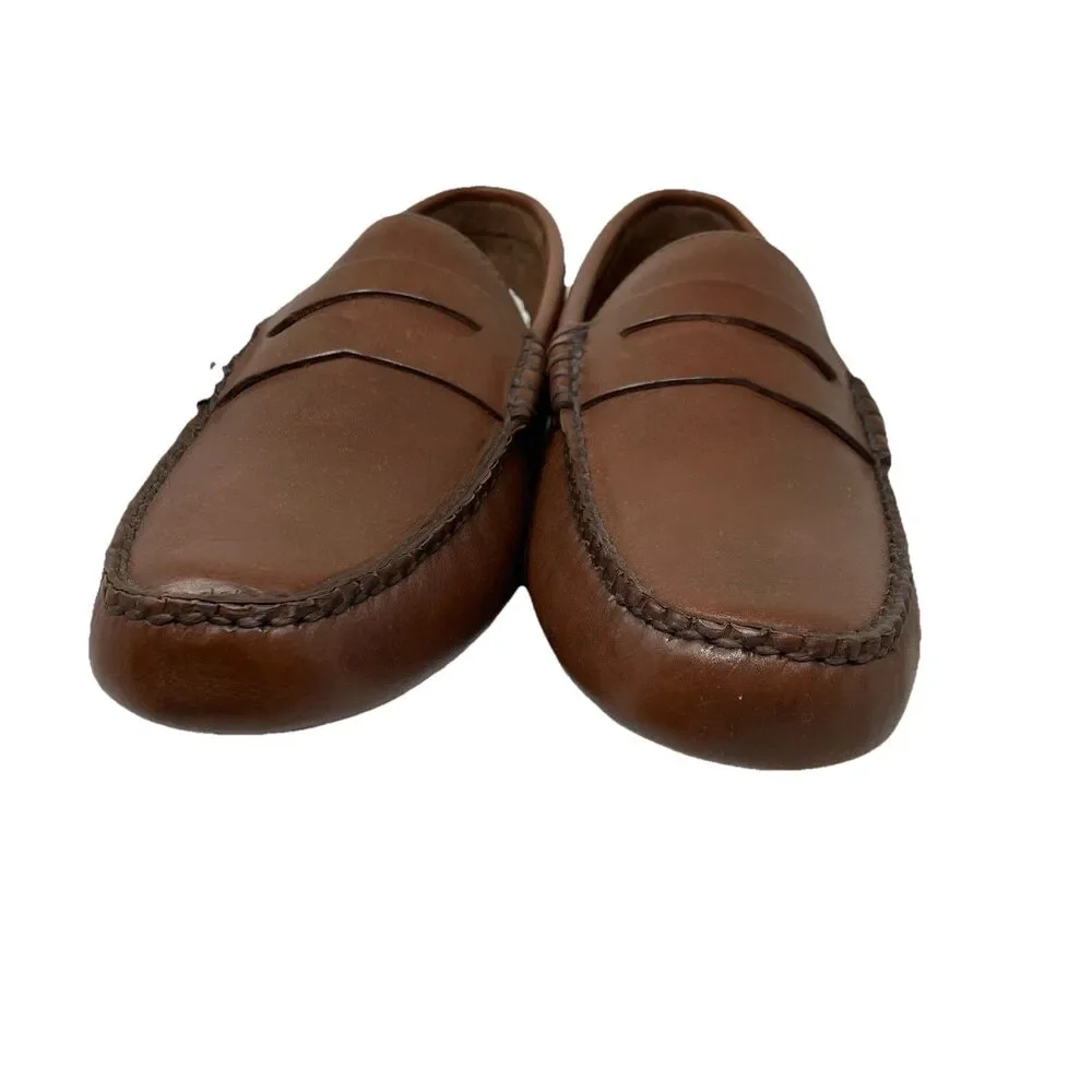 J Crew Mens Leather Driving Loafers 9 Brown‎ Dress Shoes Moccasin AW685
